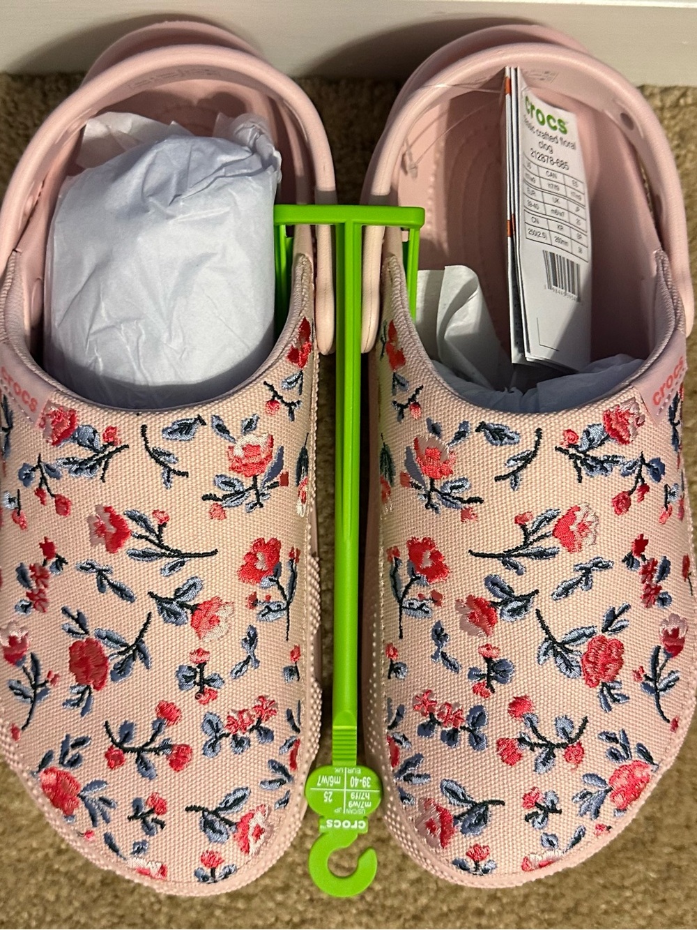 Crocs Women's Classic Crafted Canvas Clogs Floral Cotton Candy Pink W9 NEW!